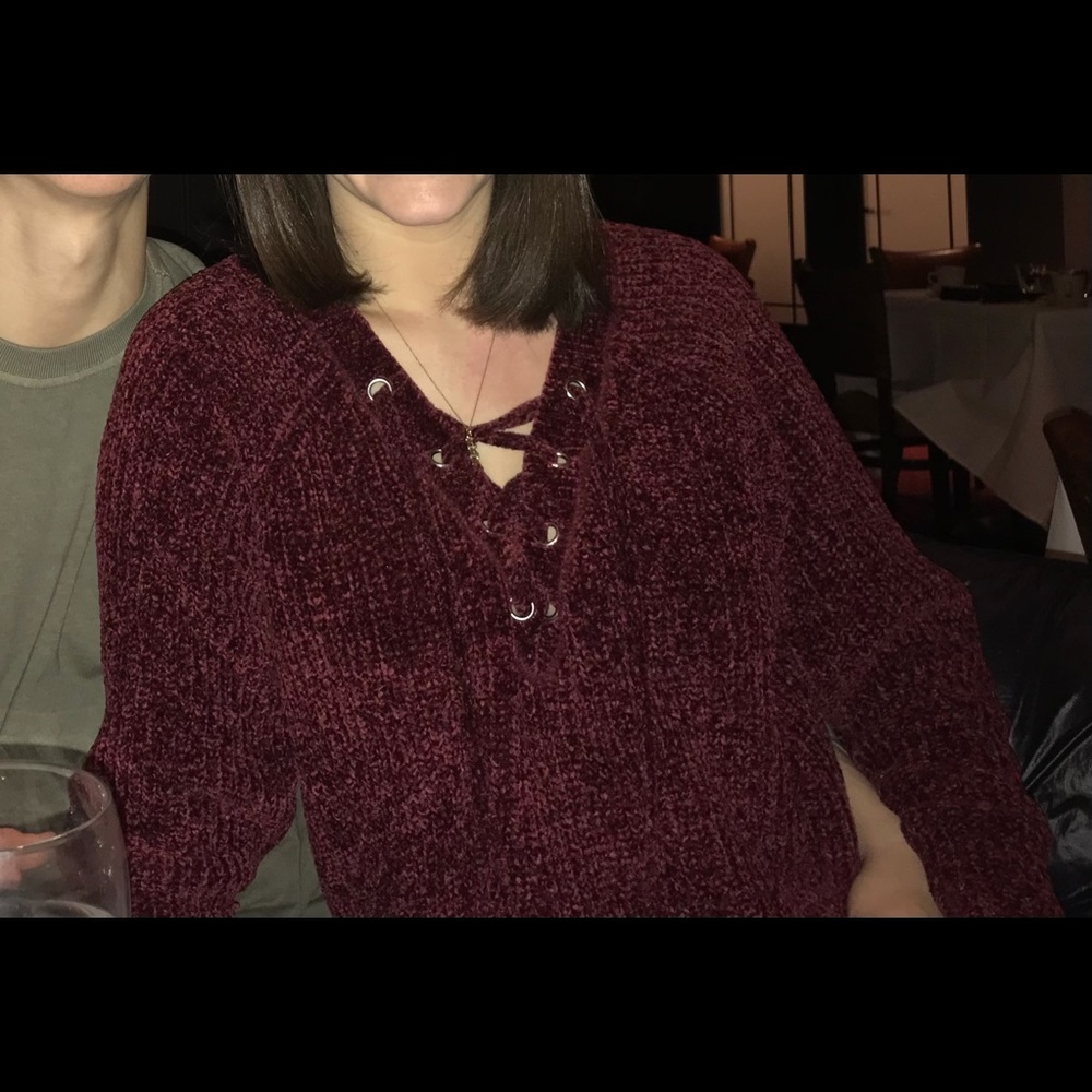 Red Lace Up sweater